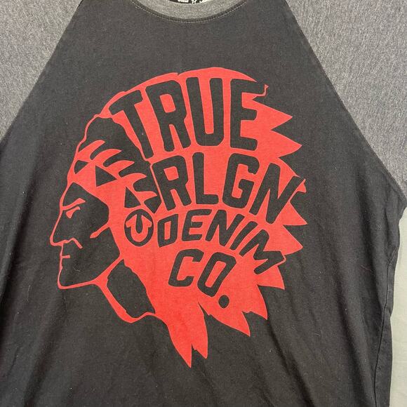 True Religion Shirt  Denim Co. Native American Indian Graphic Print Baseball - Picture 4 of 8